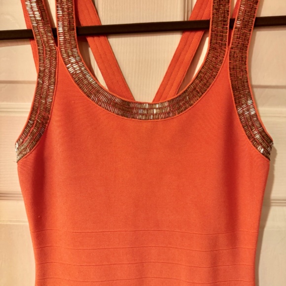 Marciano Coral Bodycon Dress with Silver Straps - Picture 4 of 11